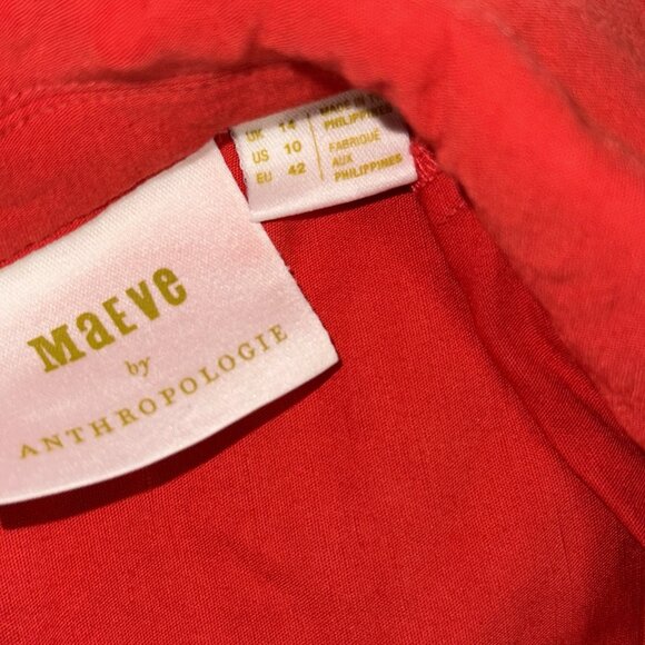 Maeve By Anthropologie Red Short-Sleeve Wrapped-Culotte Wide Leg Jumpsuit Sz 10 - Picture 2 of 9